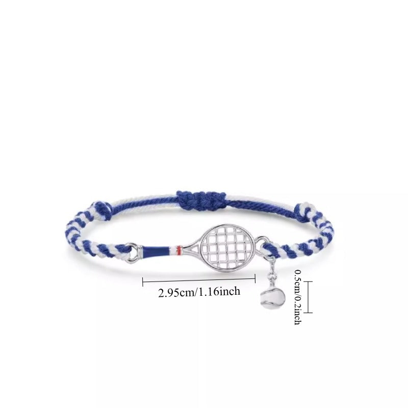 Difan Jewelry 925 Sterling Silver Blue Braided Tennis Racket Bracelet