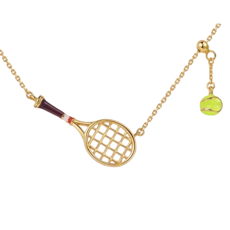 Sterling Silver 18K Gold Plated Tennis Ball Charm Pendant Necklace