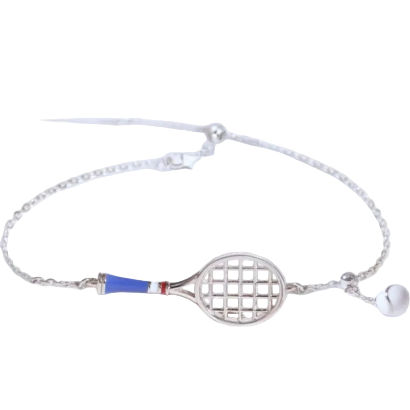 Elegant S925 Silver Blue White Tennis Ball Charm Sparkle Bracelet