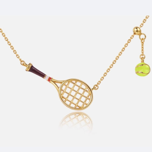 Sterling Silver 18K Gold Plated Tennis Ball Charm Pendant Necklace