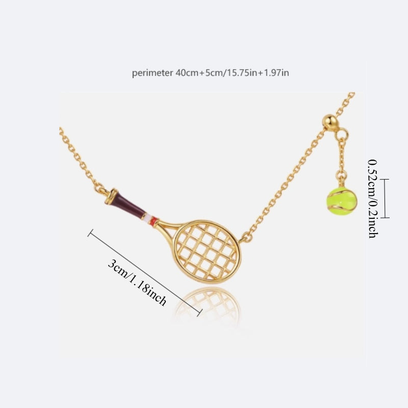 Sterling Silver 18K Gold Plated Tennis Ball Charm Pendant Necklace