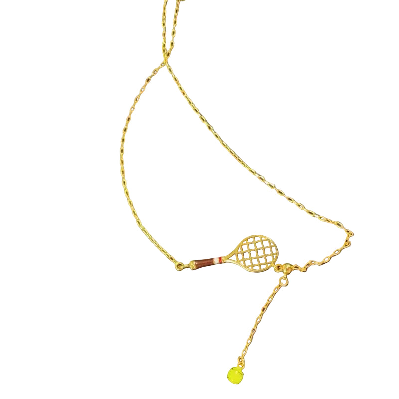 Sterling Silver 18K Gold Plated Tennis Ball Charm Pendant Necklace