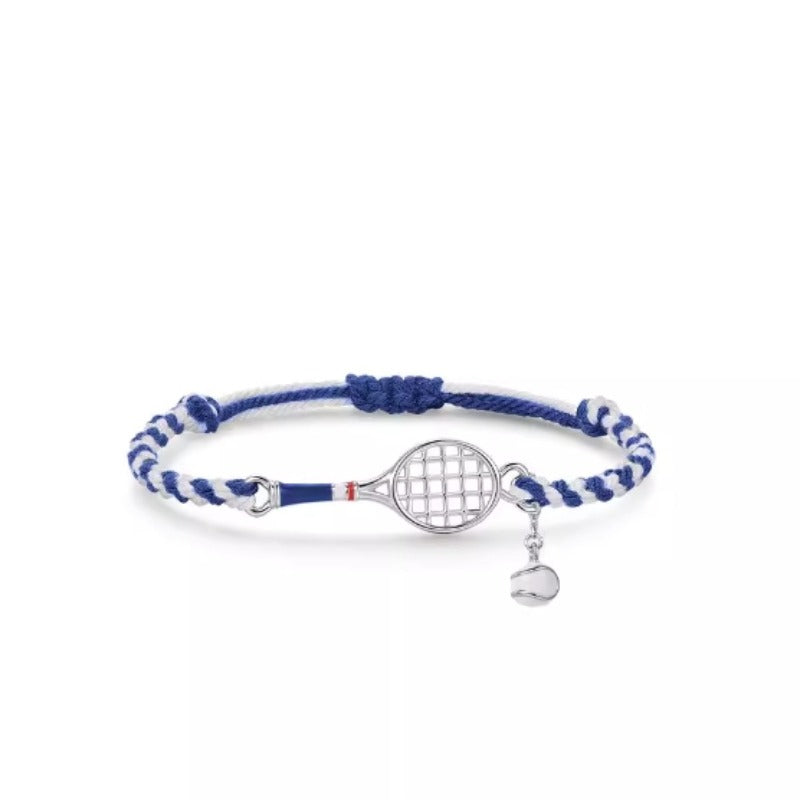 Difan Jewelry 925 Sterling Silver Blue Braided Tennis Racket Bracelet