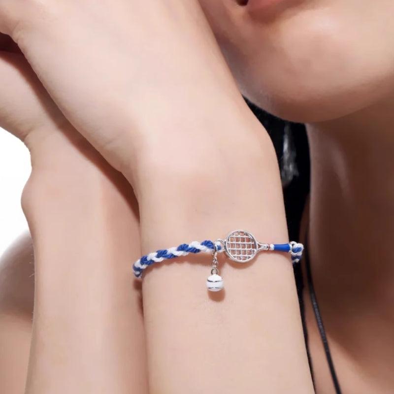 Difan Jewelry 925 Sterling Silver Blue Braided Tennis Racket Bracelet